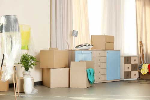 Illustration of storage service terms document and secure goods handling